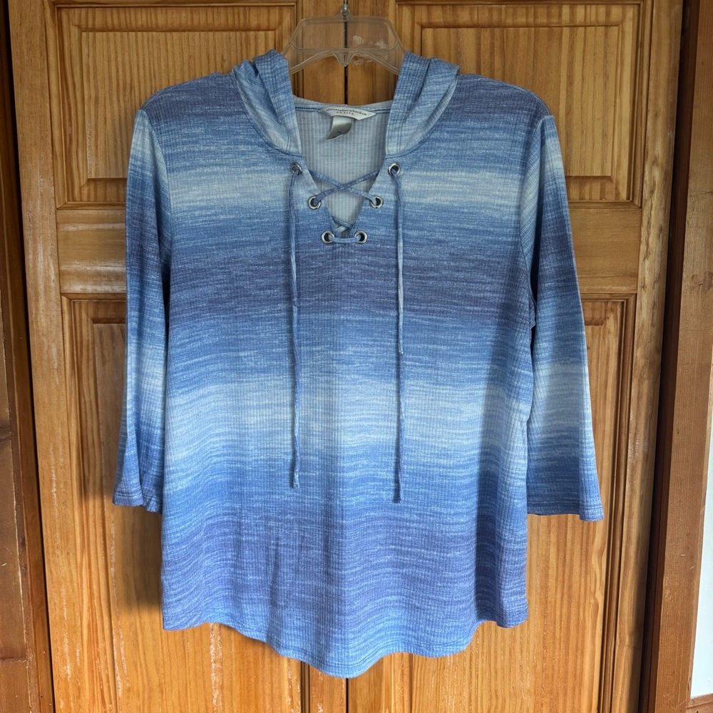 Christopher & Banks Light Blue Lace-Up hoodie